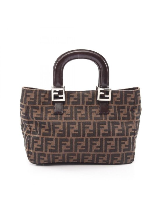 Fendi Handbags - Fendi Handbag Zucca Brown Canvas Leather